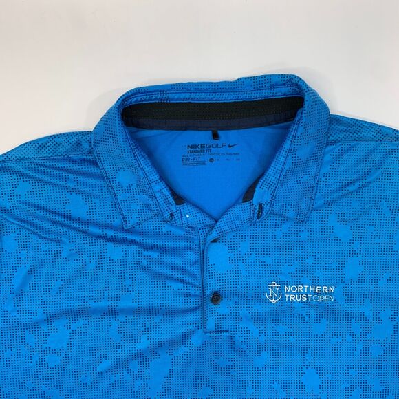 Nike Golf Polo Shirt Mens XL Extra Large Blue Standard Fit Mobility Micro Geo - Picture 3 of 12